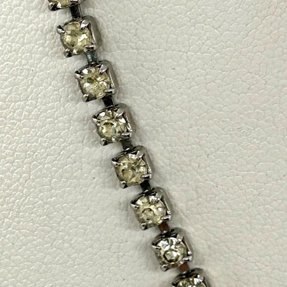 Vintage Weiss Rhinestone Necklace Choker Marquise Round Cut Wedding Formal Retro - Picture 7 of 11